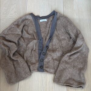 Naadam Women's Brown Cardigan Sweater, M